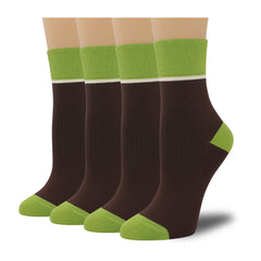 Women's Combed Cotton Crew Socks - Colorblock Stripes Fashion Ultra-Soft Cute Comfortable Casual Vintage Socks 4 Pairs…