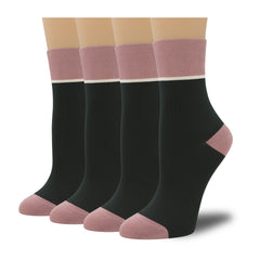 Women's Combed Cotton Crew Socks - Colorblock Stripes Fashion Ultra-Soft Cute Comfortable Casual Vintage Socks 4 Pairs…