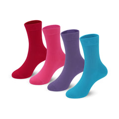 4-Pack Combed Cotton Kids Casual Socks Cool Crew Fashion Neon & Solid Colors Dress Socks Elastic Fit for Girls Boys…