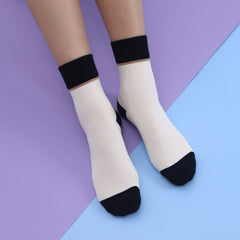Women's Combed Cotton Crew Socks - Colorblock Stripes Fashion Ultra-Soft Cute Comfortable Casual Vintage Socks 4 Pairs…