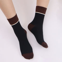 Women's Combed Cotton Crew Socks - Colorblock Stripes Fashion Ultra-Soft Cute Comfortable Casual Vintage Socks 4 Pairs…