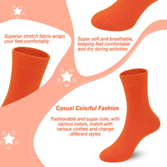 4-Pack Combed Cotton Kids Casual Socks Cool Crew Fashion Neon & Solid Colors Dress Socks Elastic Fit for Girls Boys…