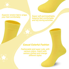 4-Pack Combed Cotton Kids Casual Socks Cool Crew Fashion Neon & Solid Colors Dress Socks Elastic Fit for Girls Boys…