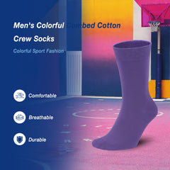 Men's Colorful Combed Cotton Crew Socks – Dress Neon Vivid Color Crazy Fashion Socks 4-PACK