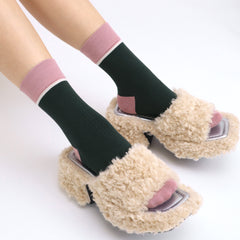 Women's Combed Cotton Crew Socks - Colorblock Stripes Fashion Ultra-Soft Cute Comfortable Casual Vintage Socks 4 Pairs…
