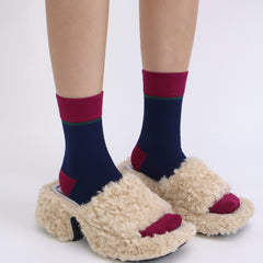 Women's Combed Cotton Crew Socks - Colorblock Stripes Fashion Ultra-Soft Cute Comfortable Casual Vintage Socks 4 Pairs…