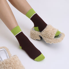 Women's Combed Cotton Crew Socks - Colorblock Stripes Fashion Ultra-Soft Cute Comfortable Casual Vintage Socks 4 Pairs…
