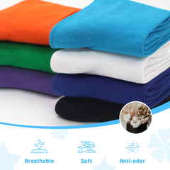 4-Pack Combed Cotton Kids Casual Socks Cool Crew Fashion Neon & Solid Colors Dress Socks Elastic Fit for Girls Boys…