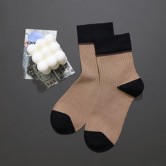 Women's Combed Cotton Crew Socks - Colorblock Stripes Fashion Ultra-Soft Cute Comfortable Casual Vintage Socks 4 Pairs…