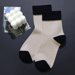 Women's Combed Cotton Crew Socks - Colorblock Stripes Fashion Ultra-Soft Cute Comfortable Casual Vintage Socks 4 Pairs…