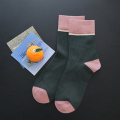 Women's Combed Cotton Crew Socks - Colorblock Stripes Fashion Ultra-Soft Cute Comfortable Casual Vintage Socks 4 Pairs…