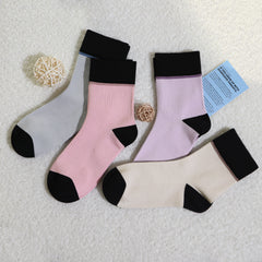 Women's Combed Cotton Crew Socks - Colorblock Stripes Fashion Ultra-Soft Cute Comfortable Casual Vintage Socks 4 Pairs…