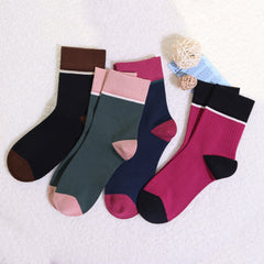 Women's Combed Cotton Crew Socks - Colorblock Stripes Fashion Ultra-Soft Cute Comfortable Casual Vintage Socks 4 Pairs…