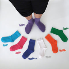 4-Pack Combed Cotton Kids Casual Socks Cool Crew Fashion Neon & Solid Colors Dress Socks Elastic Fit for Girls Boys…