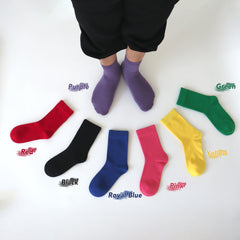4-Pack Combed Cotton Kids Casual Socks Cool Crew Fashion Neon & Solid Colors Dress Socks Elastic Fit for Girls Boys…