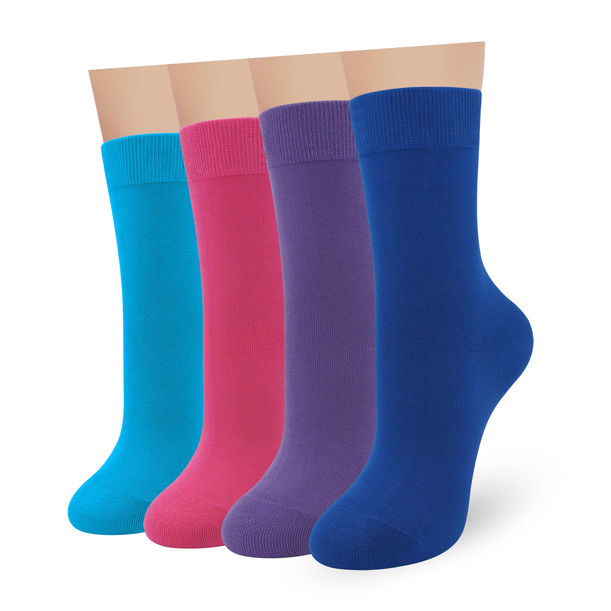 Womens Combed Cotton Color Thin socks - Breathable Soft Crew Casual Socks Comfort Gift 4 Pairs…