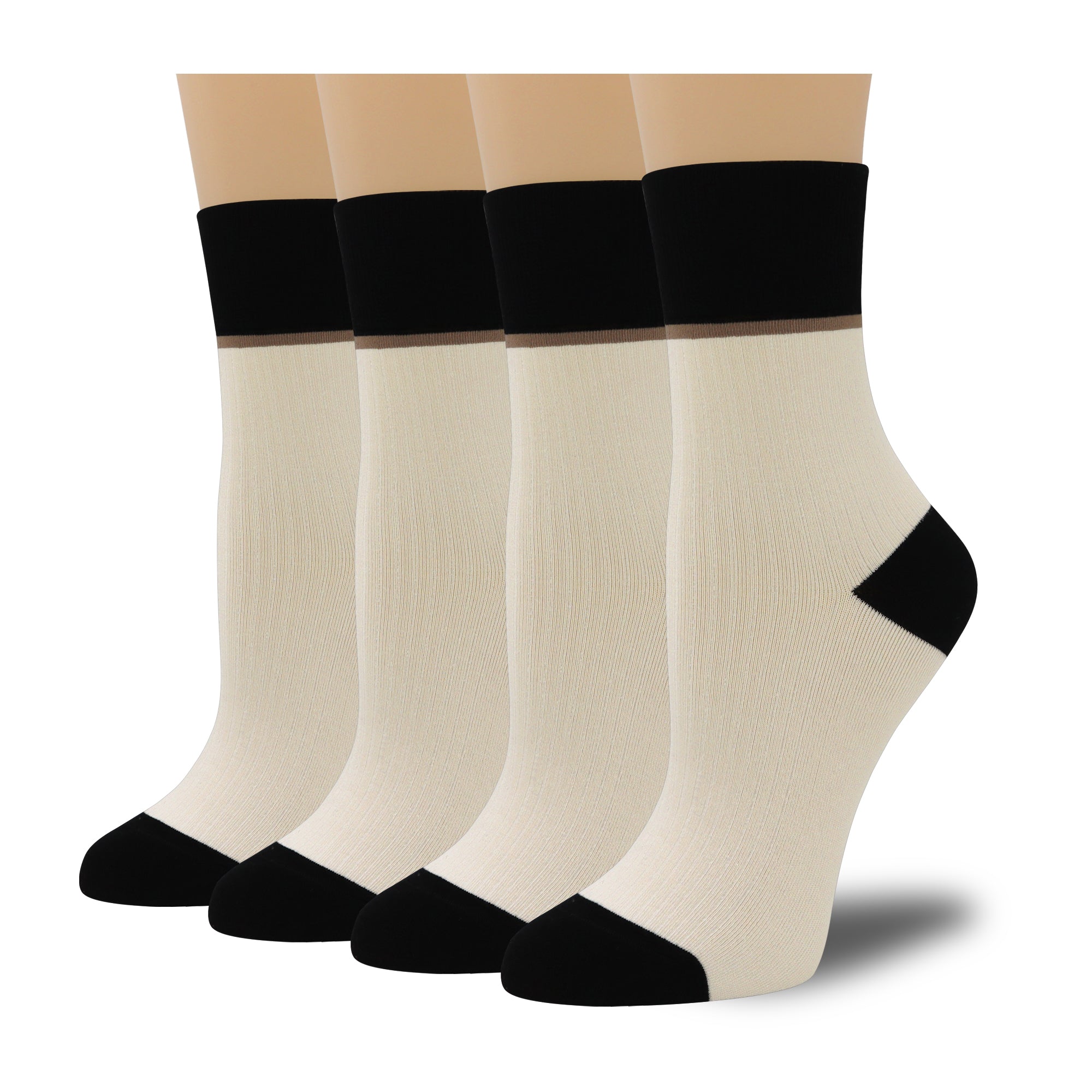 Women's Combed Cotton Crew Socks - Colorblock Stripes Fashion Ultra-Soft Cute Comfortable Casual Vintage Socks 4 Pairs…