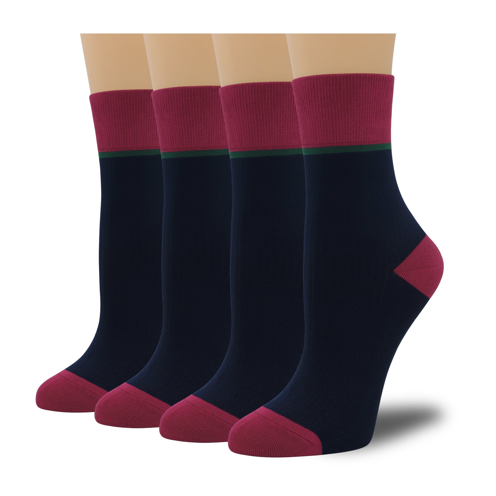 Women's Combed Cotton Crew Socks - Colorblock Stripes Fashion Ultra-Soft Cute Comfortable Casual Vintage Socks 4 Pairs…