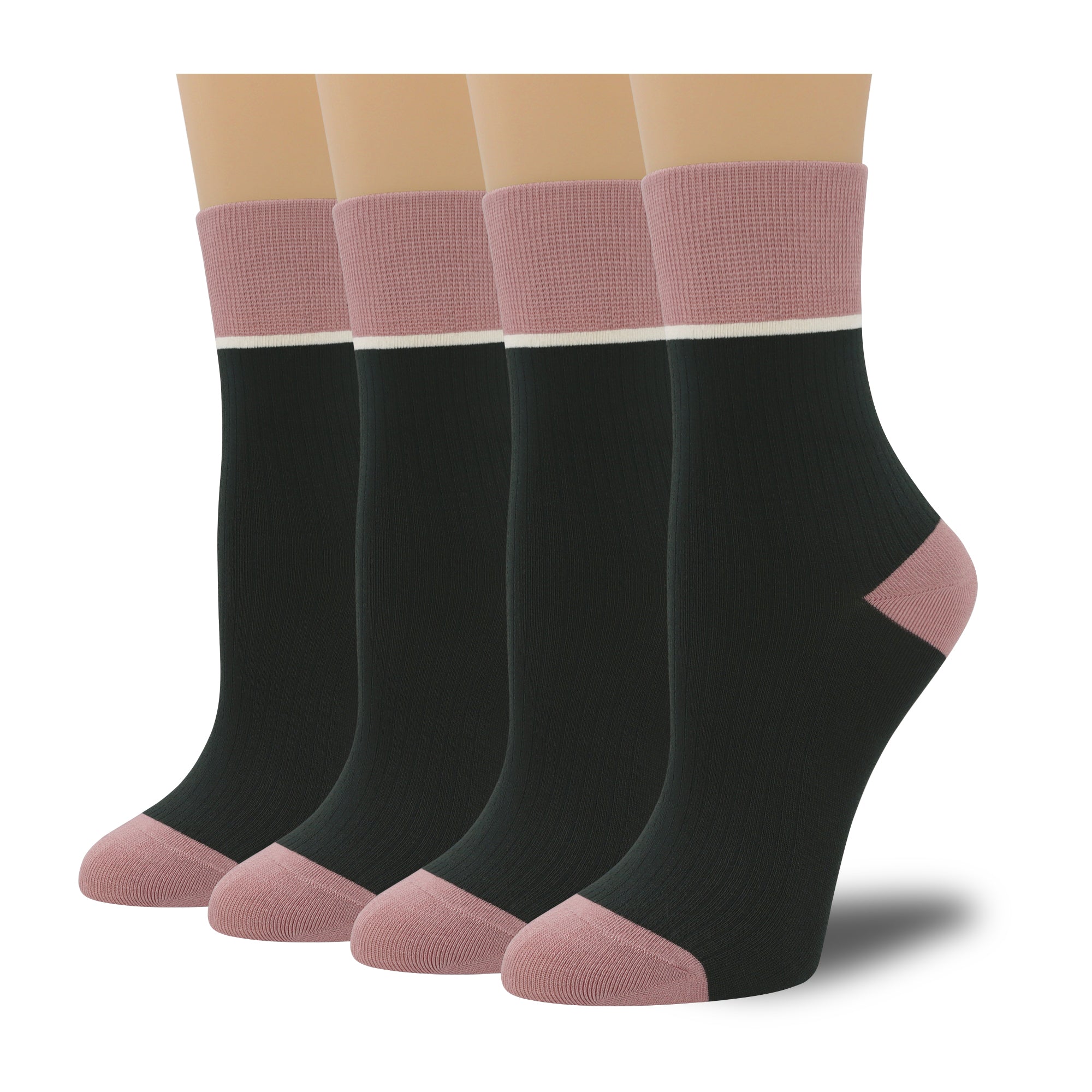 Women's Combed Cotton Crew Socks - Colorblock Stripes Fashion Ultra-Soft Cute Comfortable Casual Vintage Socks 4 Pairs…