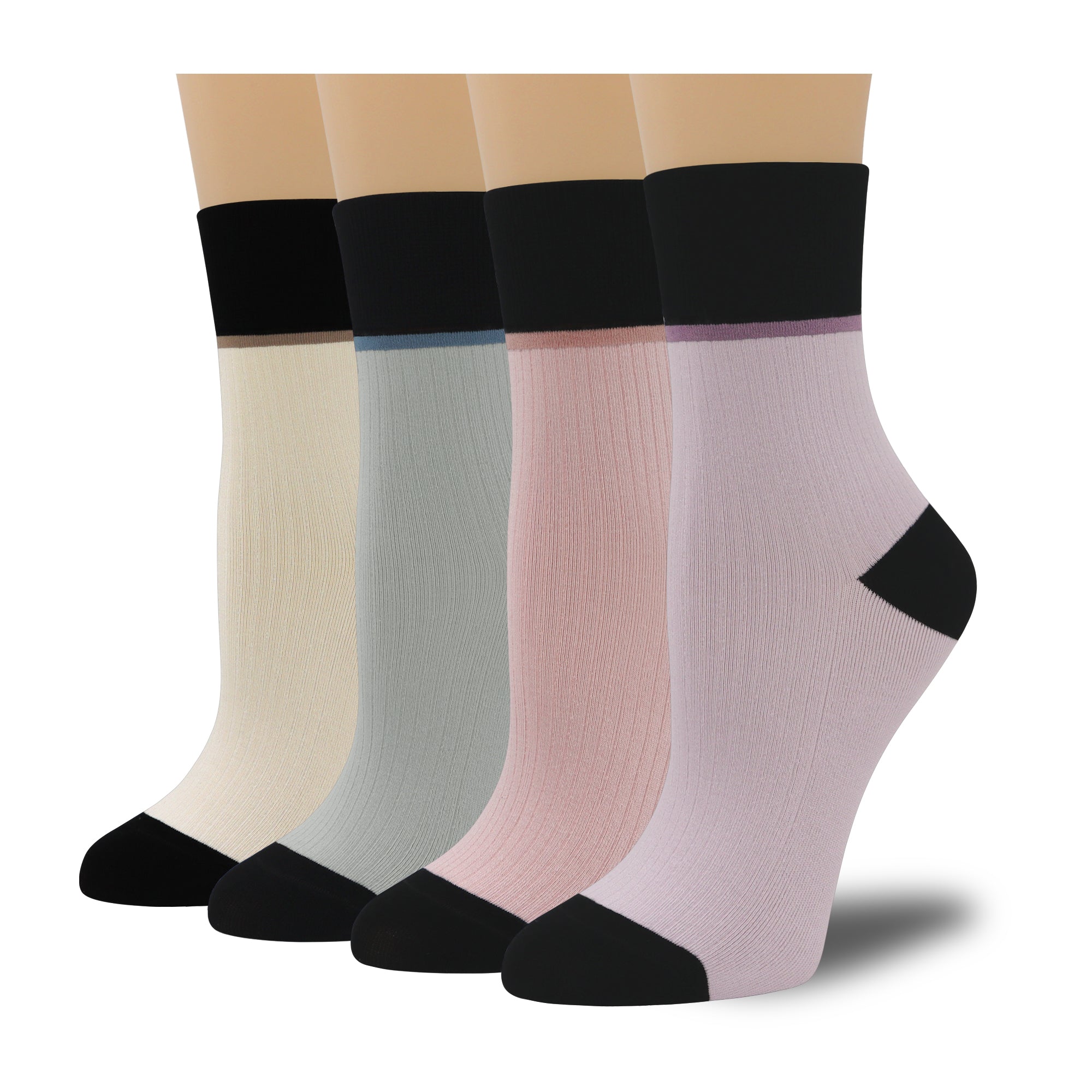 Women's Combed Cotton Crew Socks - Colorblock Stripes Fashion Ultra-Soft Cute Comfortable Casual Vintage Socks 4 Pairs…