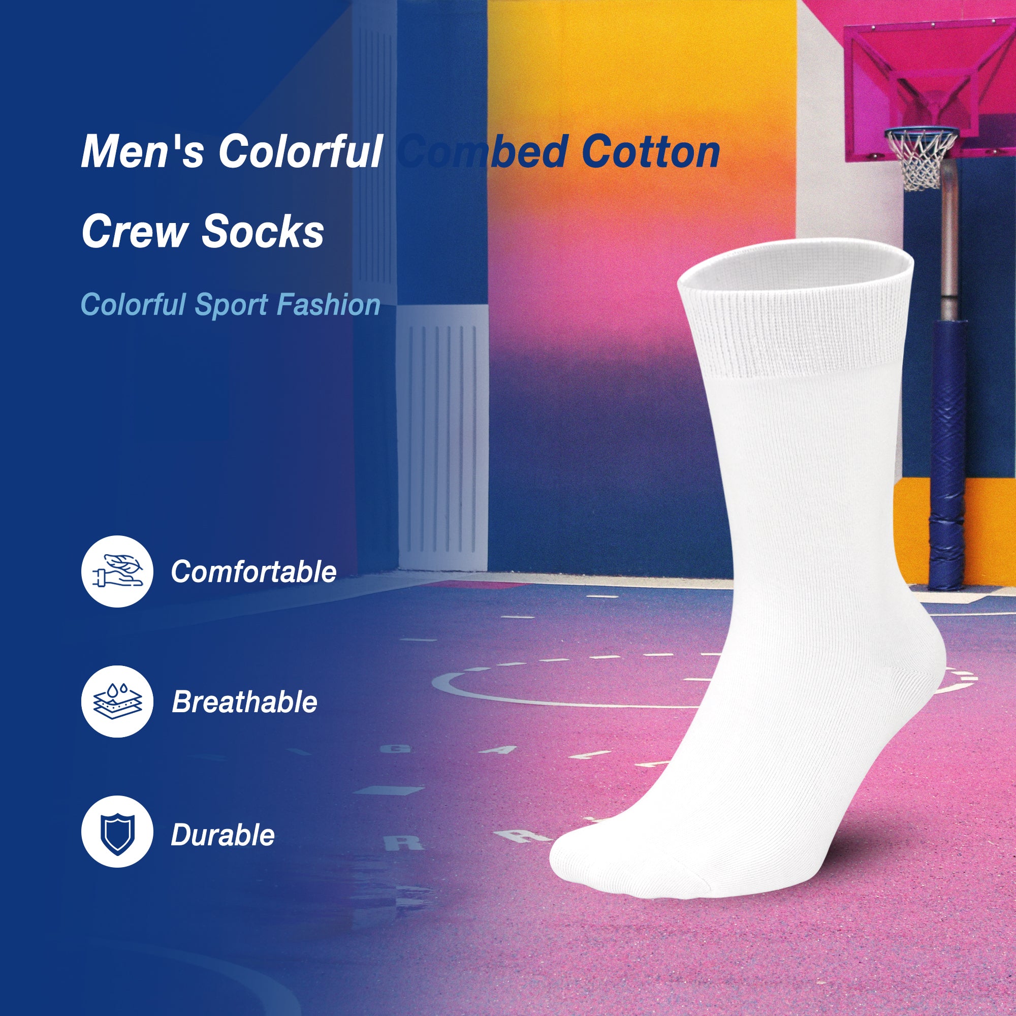 Men's Colorful Combed Cotton Crew Socks – Dress Neon Vivid Color Crazy Fashion Socks 4-PACK