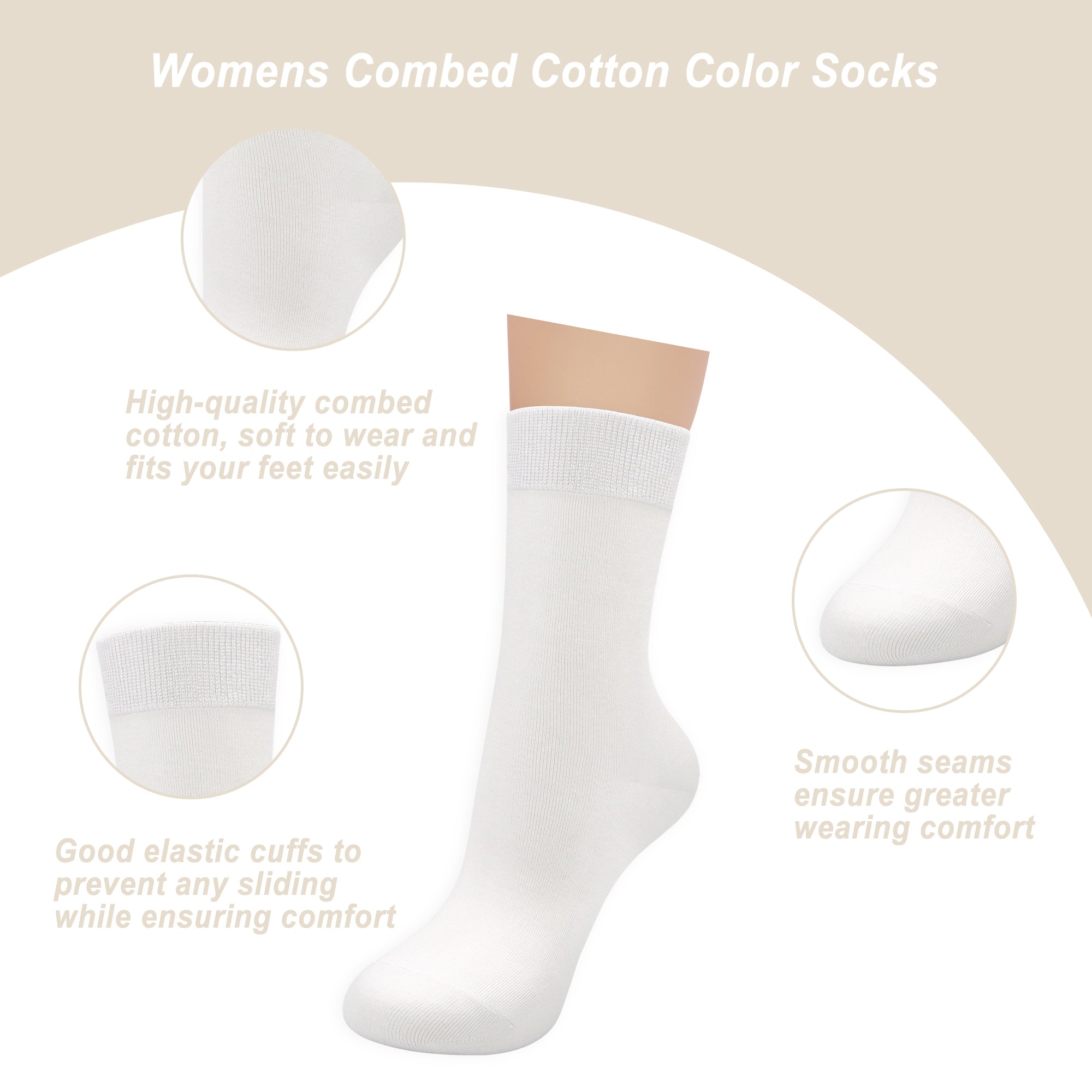 Womens Combed Cotton Color Thin socks - Breathable Soft Crew Casual Socks Comfort Gift 4 Pairs…