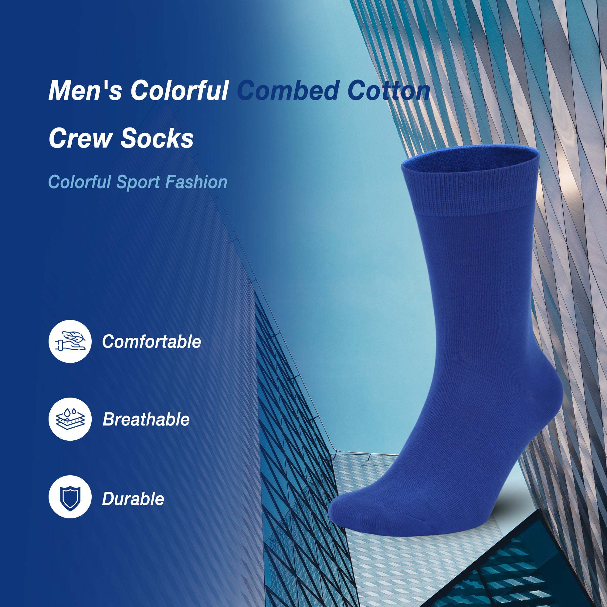 Men's Colorful Combed Cotton Crew Socks – Dress Neon Vivid Color Crazy Fashion Socks 4-PACK