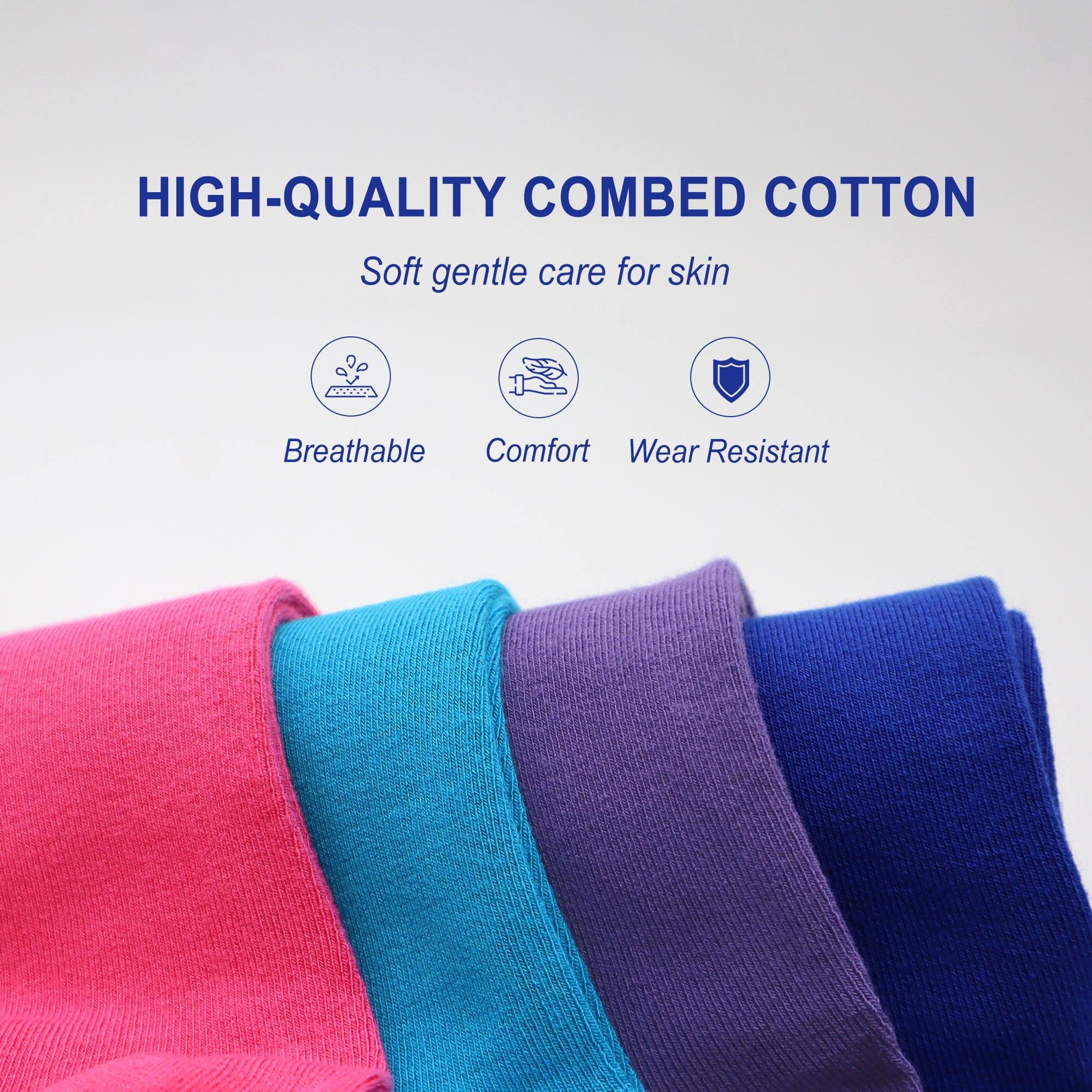 Womens Combed Cotton Color Thin socks - Breathable Soft Crew Casual Socks Comfort Gift 4 Pairs…