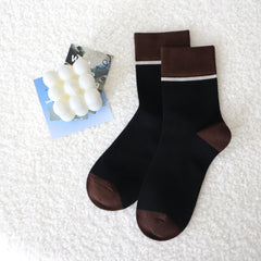 Women's Combed Cotton Crew Socks - Colorblock Stripes Fashion Ultra-Soft Cute Comfortable Casual Vintage Socks 4 Pairs…