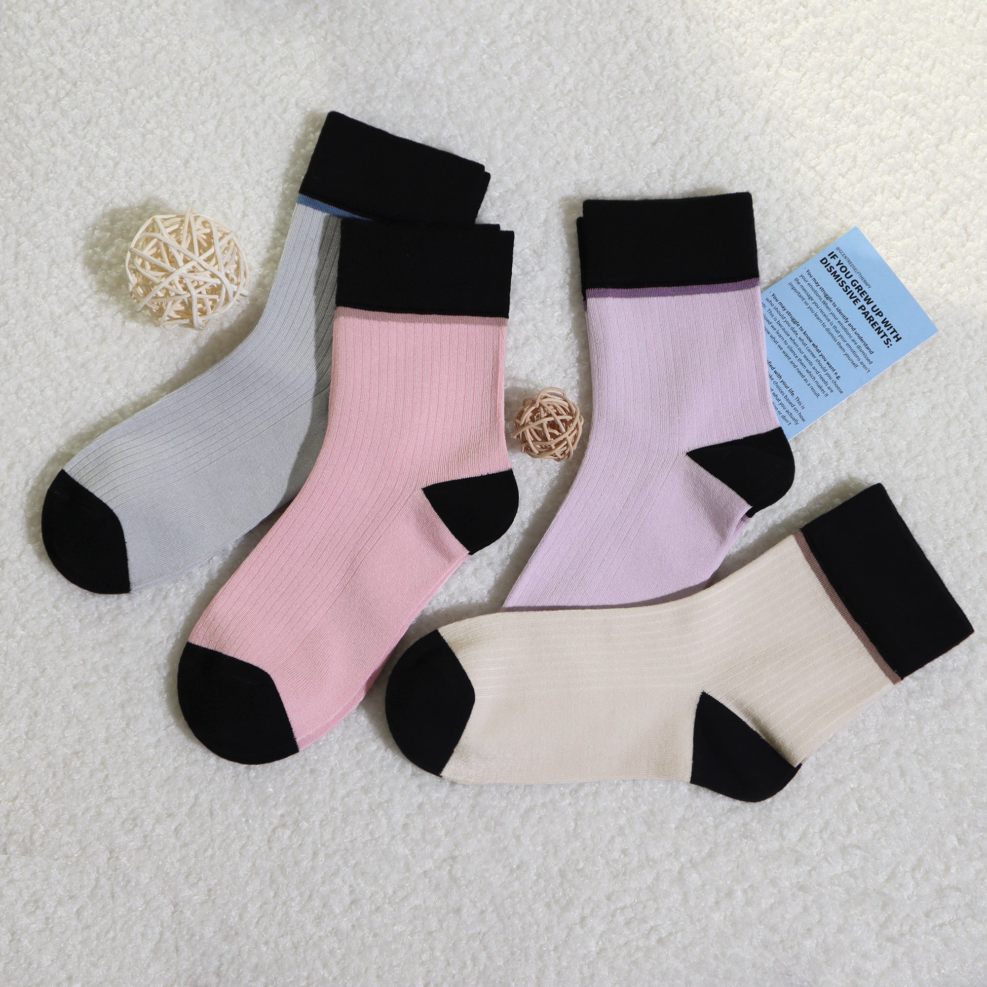 Women's Combed Cotton Crew Socks - Colorblock Stripes Fashion Ultra-Soft Cute Comfortable Casual Vintage Socks 4 Pairs…