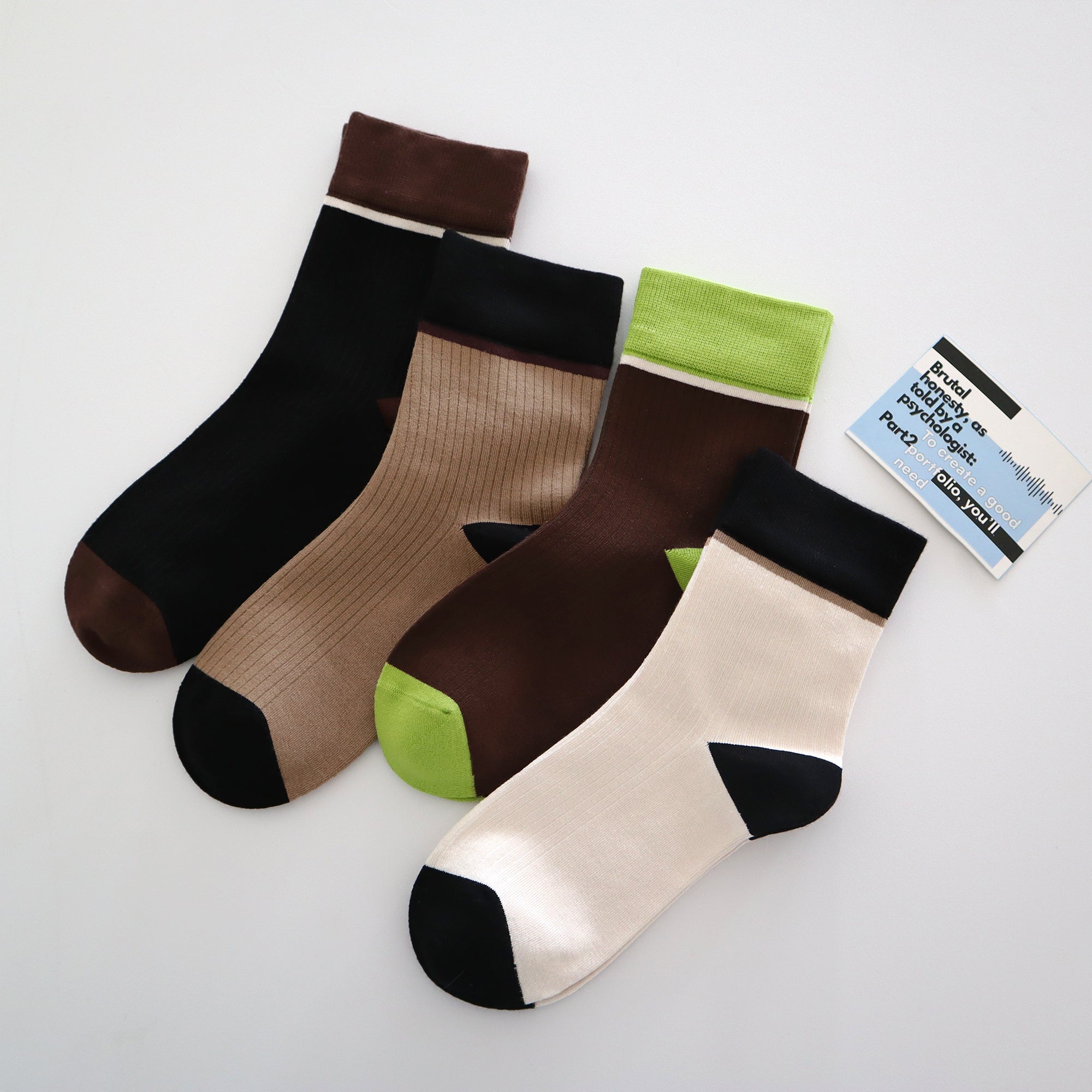 Women's Combed Cotton Crew Socks - Colorblock Stripes Fashion Ultra-Soft Cute Comfortable Casual Vintage Socks 4 Pairs…