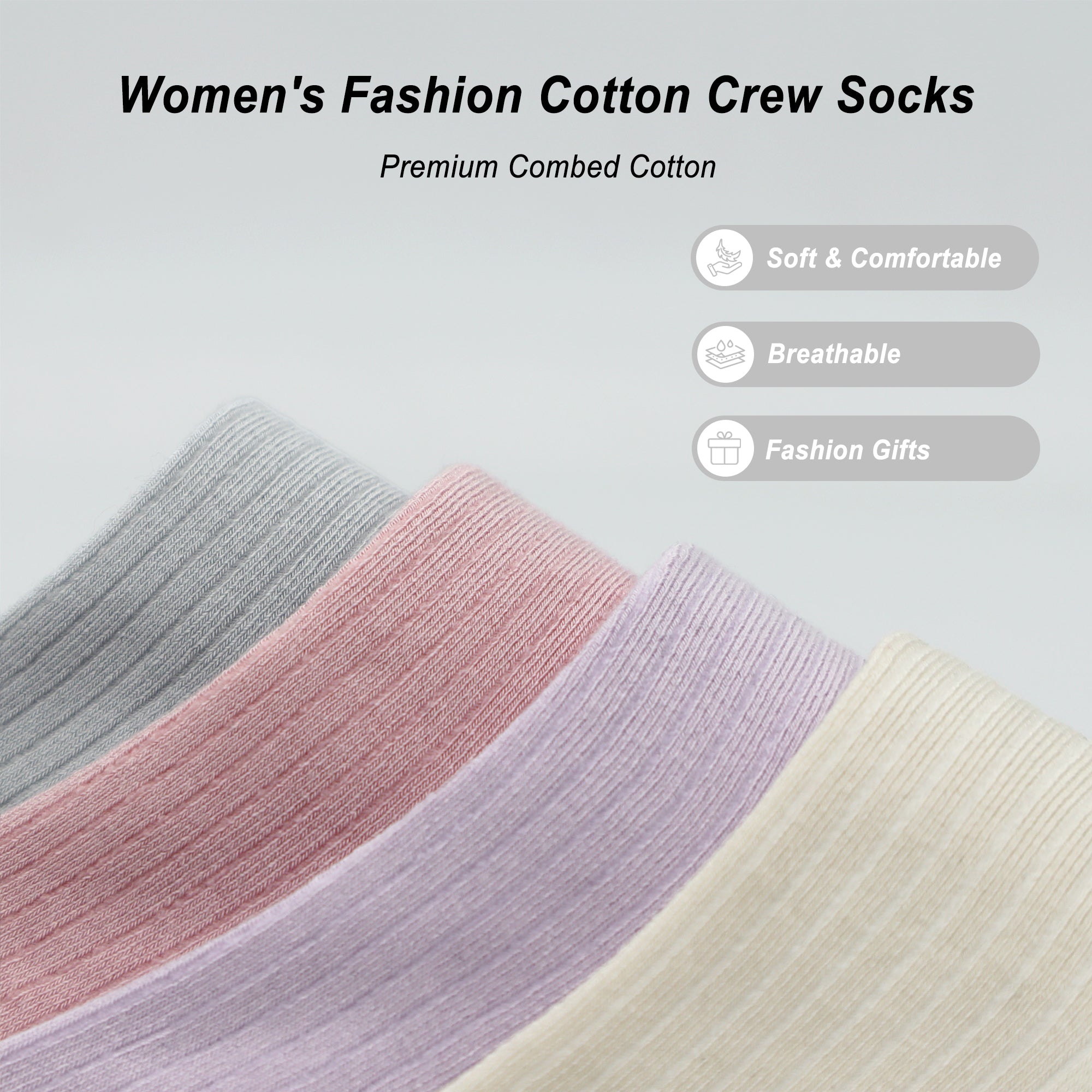 Women's Combed Cotton Crew Socks - Colorblock Stripes Fashion Ultra-Soft Cute Comfortable Casual Vintage Socks 4 Pairs…